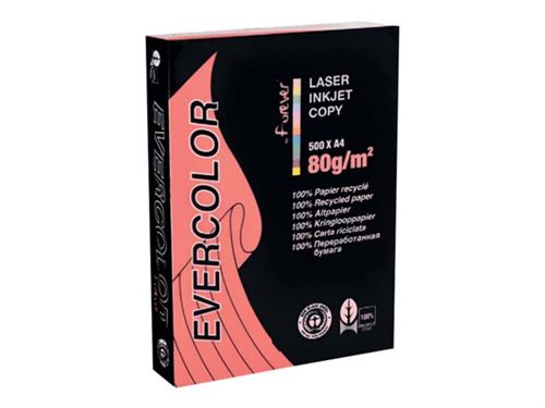 Clairefontaine Evercolor Forever - Framboise - A4 (210 x 297 mm) - 80 g/m² - 500 feuille(s) papier teinté recyclé