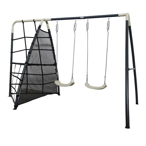 Aire de jeux avec balançoire double et portique Antraciet/crème