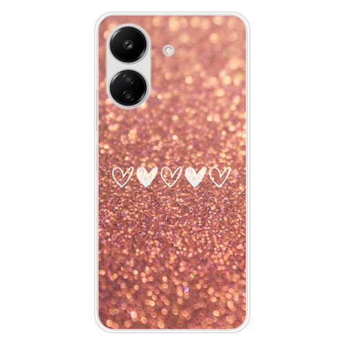 Coque en silicone imprimée compatible Xiaomi Redmi 13C 4G Paillettes coeur