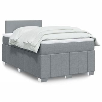 vidaXL Sommier à lattes de lit avec matelas Gris clair 120x200cm Tissu 3287028 - 1