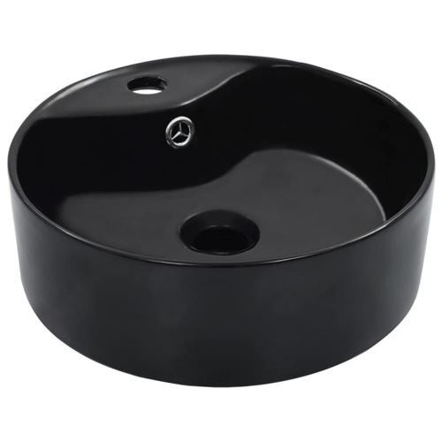 Lavabo avec trop plein 36x13 cm Céramique Noir
