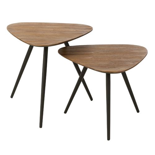 Non Communiqué Marron Lot De 2 Tables D'appoint Triangles "Teck" 50Cm Naturel