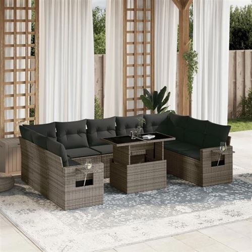 Non Communiqué Gris Salon De Jardin Modulable Vidaxl 10 Pieces Rotin 62 X 62 X 69 Cm - Image 1