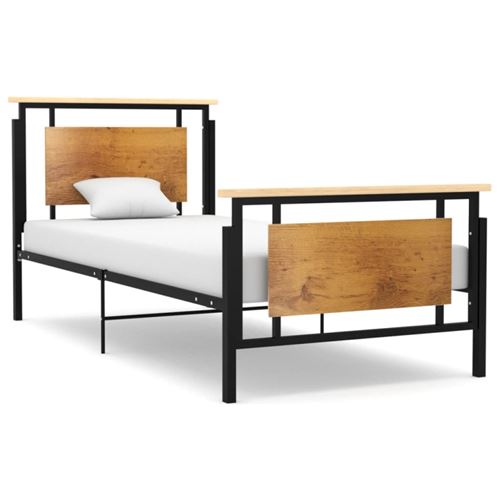 Non Communiqué Noir Cadre De Lit Sans Matelas Métal 90X200 Cm