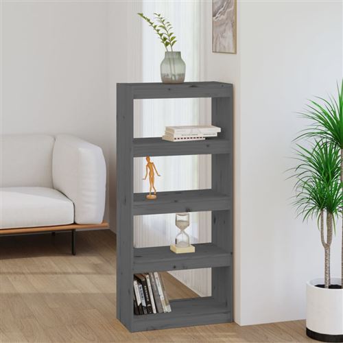 Non Communiqué Gris Vidaxl Bibliothèque/Séparateur De Pièce 60X30x135,5 Cm Pin Massif808170