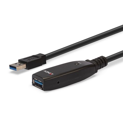 Lindy - Rallonge de câble USB - USB type A (M) pour USB type A (F) - USB 3.1 Gen1 - 15 m - actif - noir