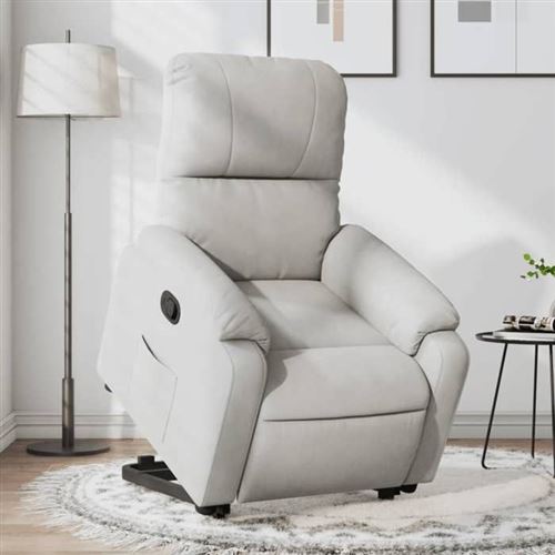 VIDAXL - Fauteuil de relaxation inclinable - Tissu microfibre - Gris clair - Image 2