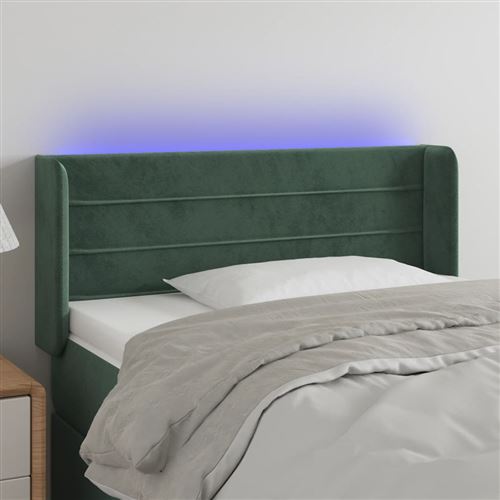 vidaXL Tête de lit à LED Vert foncé 93x16x78/88 cm Velours