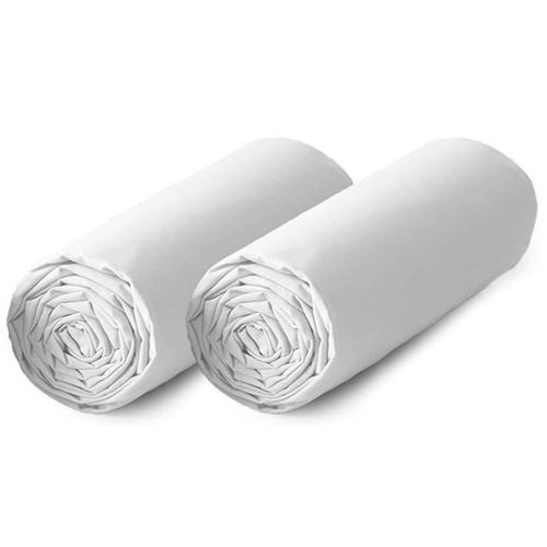 TODAY Lot de 2 draps housse 100% coton - 140x190 cm - Blanc TODAY