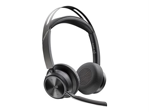 Poly Voyager Focus 2 - Micro-Casque - Sur-Oreille - Bluetooth - Sans Fil - Suppresseur De Bruit Actif - Usb-C Via Un Adaptateur Bluetooth - Noir - Certifié Pour Microsoft Teams, Certifié Zoom