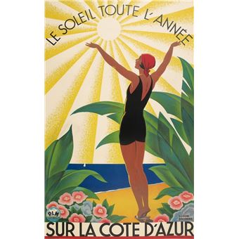 Fabulous Poster Cote d'azur art deco affiche ancienne (91cm x 145cm) - 1