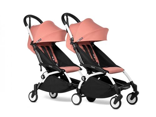 Babyzen - Poussette double YOYO 2 cadre blanc 6+ ginger