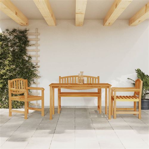 Non Communiqué Bois De Teck Vidaxl 4-Delige Tuinset Massief Teakhout3157938
