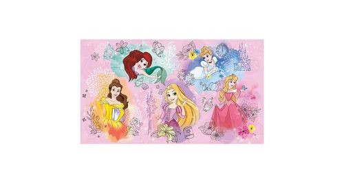Fresque murale adhésive géante disney 5 princesses et leurs amis belle, cendrillon, raiponce, auro