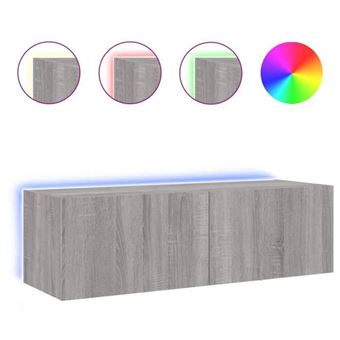 VidaXL Meubles TV Muraux Et Lumières LED 2pcs, Armoires De Télévision Suspendues Avec Rangement, Meubles Télé Flottants 837288 - Maison