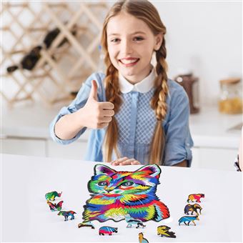Puzzle en bois Chat 200 pièces pour adultes et enfants _ multicolore