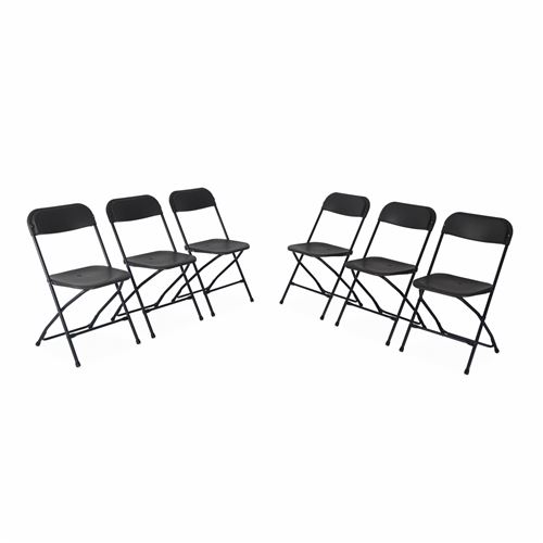 Sweeek Chaises de réception pliantes – Fiesta – 6 chaises d'appoint en plastique gris foncé et métal