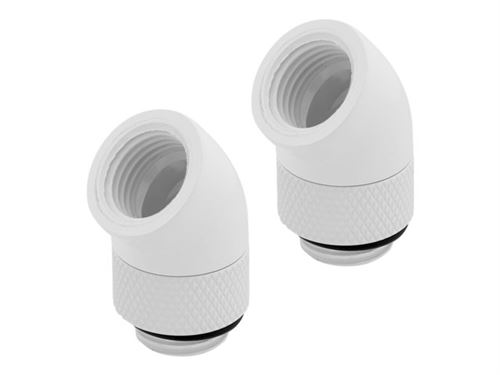 CORSAIR Hydro X Series 45° Rotary Adapter - Raccord pour système de refroidissement par liquide - blanc (pack de 2)
