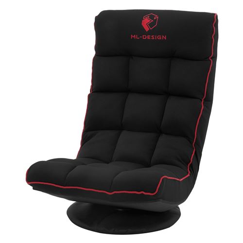  ML-Design Fauteuil de Sol Gaming Noir-Rouge, Pivotant 360&deg;, Mod&egrave;le de Jeu Pliable avec