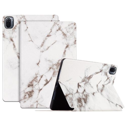 Non Communiqué Blanc Etui En Pu Avec Support Marbre Pour Votre Xiaomi Pad 5/5 Pro