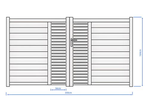 Portail aluminium battant droit semi ajouré horizontal - Muguet