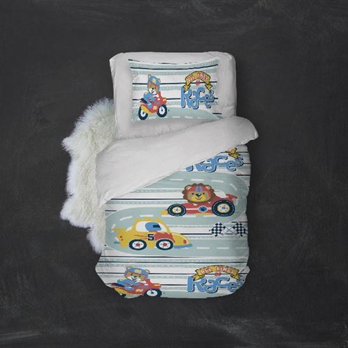 HOMEMANIA Pack oreiller et couette Race - Multicolore - 155 x 210 cm