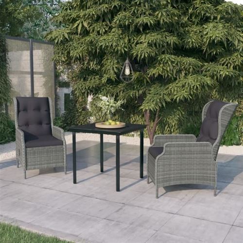 VIDAXL - Ensemble de salle à manger de jardin - 3 pièces - Gris clair - Image 3