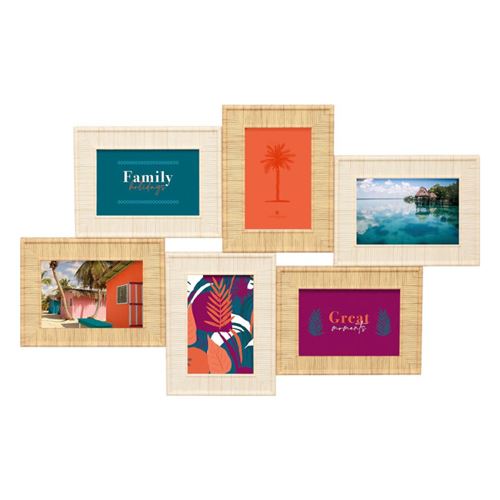 Atmosphera Cadre pêle-mêle Théa pour 6 photos plastique vert