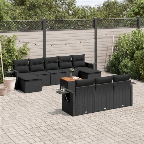 Salon de jardin modulable vidaxl 11 pieces noir 10 personnes 62 x 55 x 69 cm resine tressee