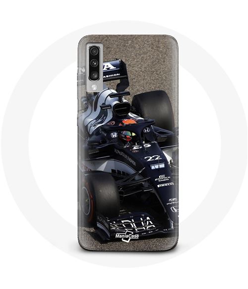 Coque pour Samsung Galaxy A70 Formule 1 Yuki Tsunoda pilote automobile de F1 Bleu Maniacase