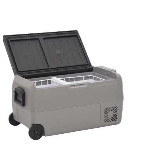 vidaXL Glacière avec roue et adaptateur noir et gris 60 L PP et PE
