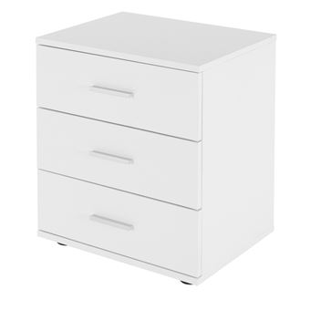 ML-Design Table de Chevet avec 3 Tiroirs, Blanc, 45 x 52 x 34 cm, en Bois, Table de Nuit - 1