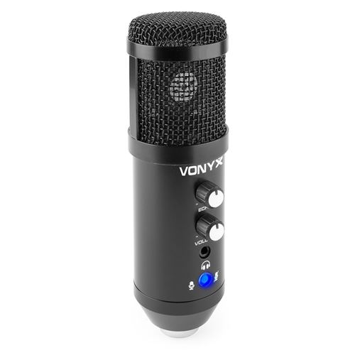 Vonyx CMS320B - Microphone Studio USB avec Bras Articulé Réglable