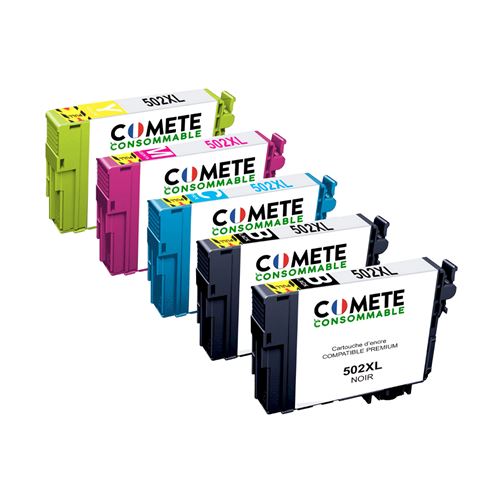 COMETE - 502XL - 5 Cartouches d'encre Compatibles avec Epson 502 ou 502XL - Noir/Couleur