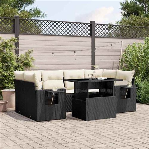 Vidaxl Noir Salon De Jardin Modulable Rotin 3 Pieces 6 Personnes - Image 2