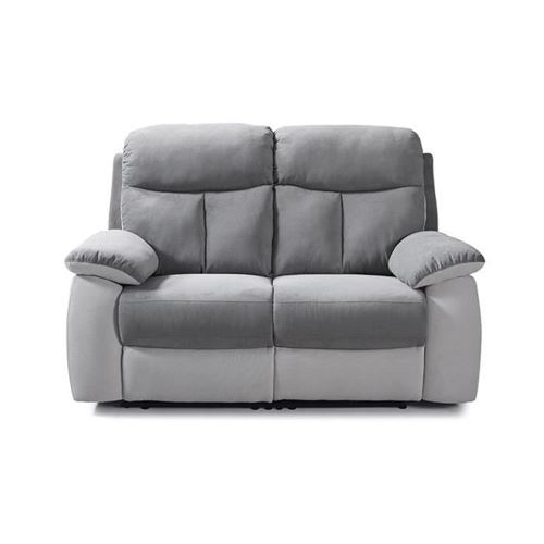 Canapé 2 places relax électrique - Tissu Gris clair et Gris foncé