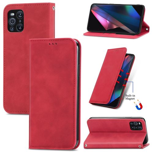 MPFRANCE Housse pour OPPO Find X3 Pro 5G Rouge [Velours]