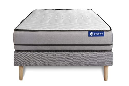 Non Communiqué Gris Ensemble Matelas Actimemo 120X190cm 2 Faces À Mémoire De Forme 3Zones De Confort + Sommier Kit
