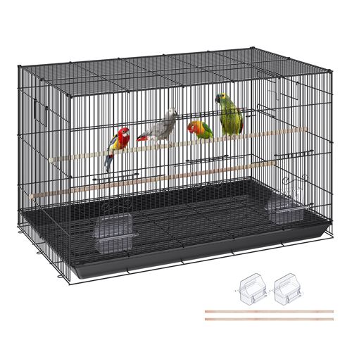 VEVOR Cage Oiseau En Métal Poignée Latérale Portable Perchoirs Mangeoires 76x46x45,5cm