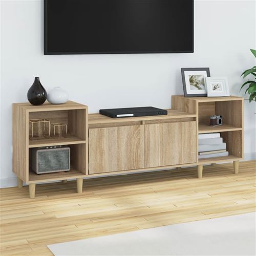 VIDAXL - Meuble TV - Bois - 160x35x55 cm - Chêne Sonoma - Image 2