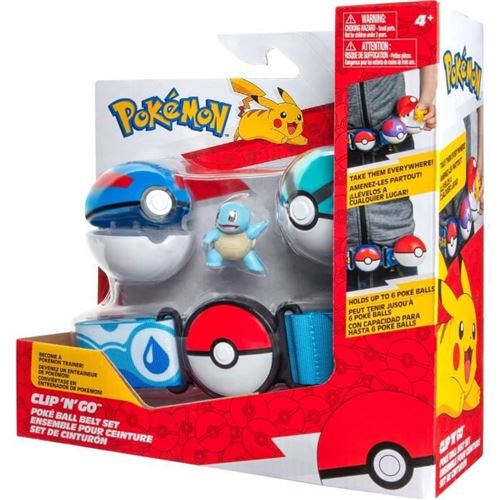 Ceinture - Bandai - Pokémon Clip ‘N' Go - 1 Ceinture, 2 Poké Balls Et 1 Figurine Carapuce 5 Cm