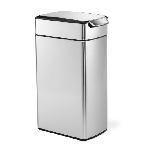 simplehuman Poubelle Étroite À Touch-Bar Acier Inoxydable Brossé 40L
