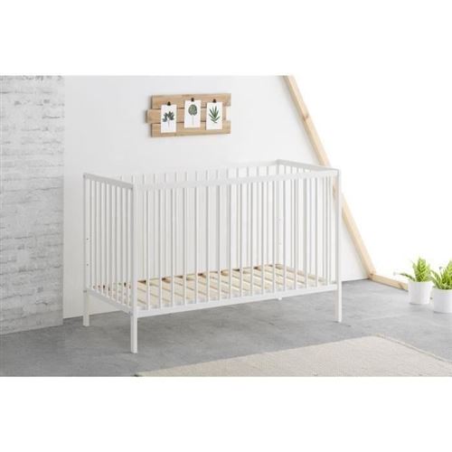 TANUKI Lit a barreaux 60x120 cm - 100% Hetre - Blanc