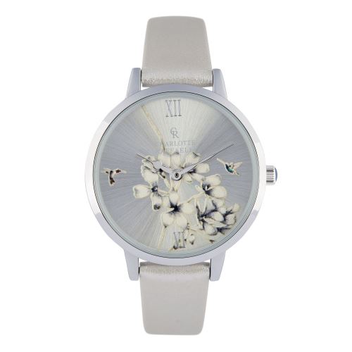 Montre Femme Charlotte Raffaelli à Quartz Cadran Argenté 36mm Et Bracelet Argenté En PU CRS18006