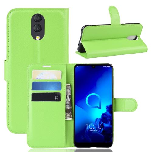 Etui en PU vert avec support pour votre Alcatel 3L (2019)