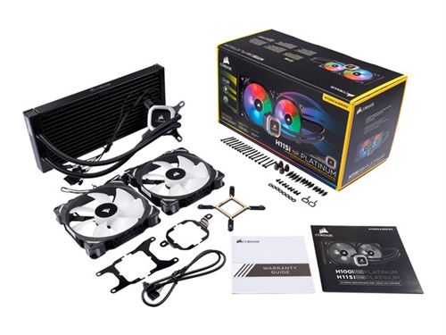 CORSAIR Hydro Series H115i RGB Platinum Systeme de refroidissement liquide de processeur pour LGA1156 AM2 LGA1366 AM3 LGA1155 LGA2011 FM1 FM2 LGA1150 LGA2011 3 LGA1151 AM4 LGA2066 TR4 LGA1200