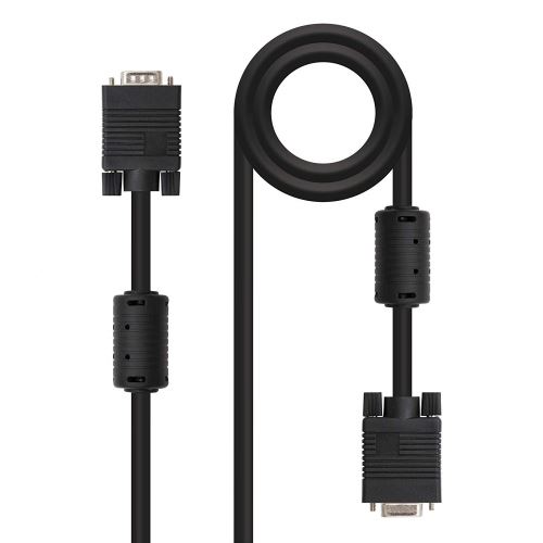 Nano Cable 10.15.0210 - Câble SVGA avec ferrite, mâle-Femelle, Noir, 10mts