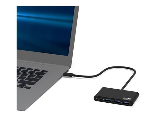 Port Designs 900122 hub & concentrateur USB 3.0 (3.1 Gen 1) Type-C 5000 Mbit/s Argent, Blanc