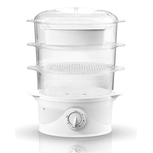 Cuiseur vapeur puissance de 800 w. - 9l - trois réservoirs de vapeur steam turbo transparents - adler ad 633