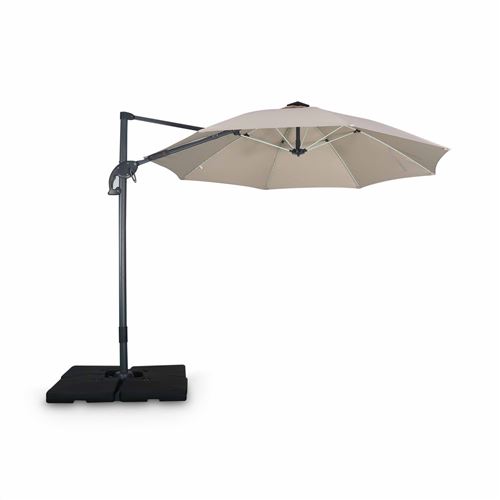 Alice's Garden-Parasol led déporté rond ø300 cm – dinard – beige – parasol exporté, inclinable, rabattable et rotatif à 360°, baleines en fibre de verre
